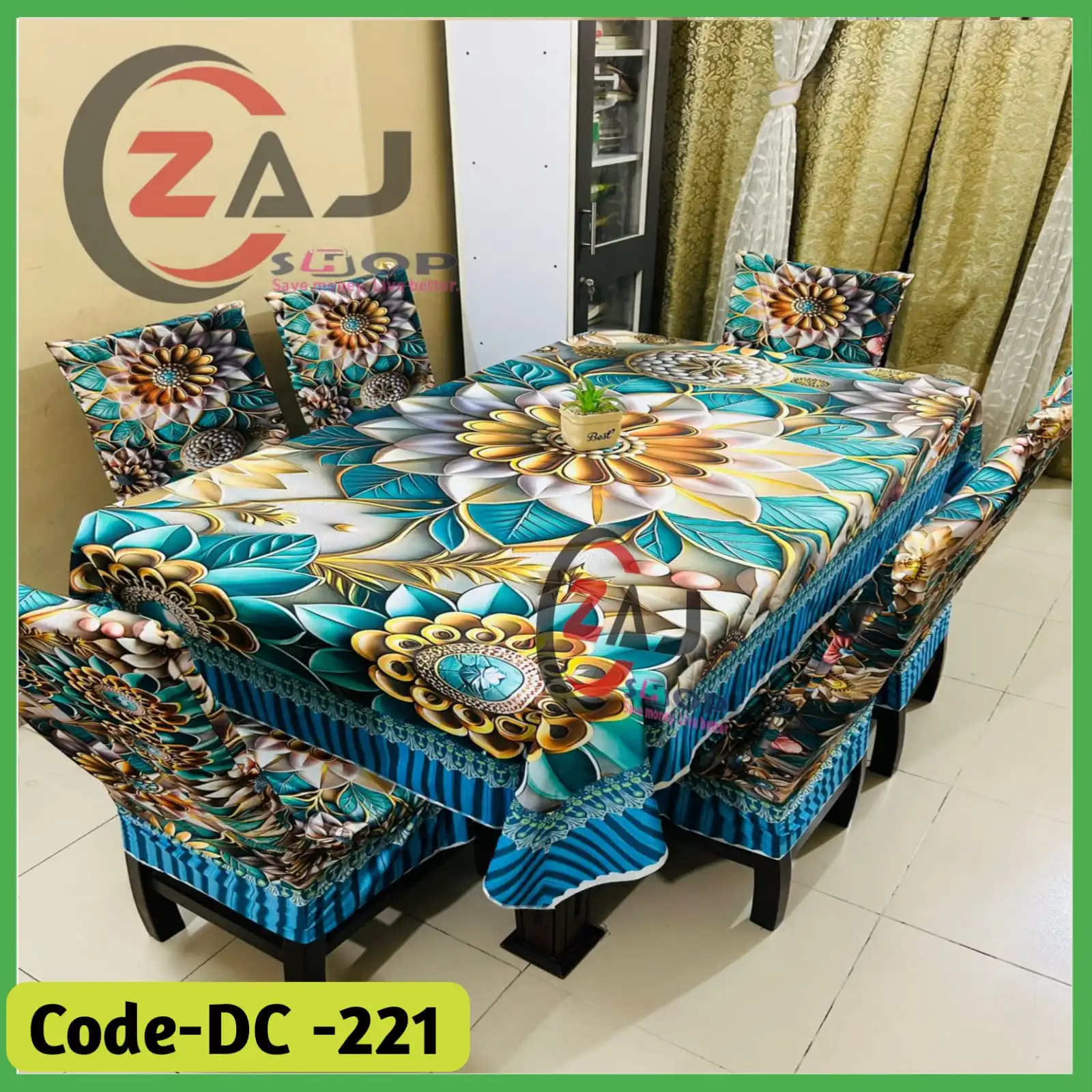3D প্রিন্টের প্রিমিয়াম ডাইনিং টেবিল ক্লথ ও চেয়ার কভার ।। কোডঃ DC 221